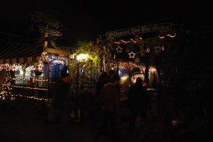 pedestrians enter the Beer Garden